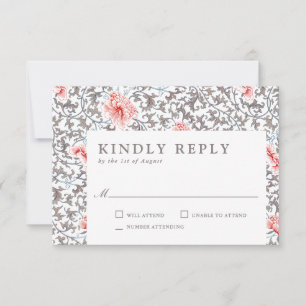 Elegant Classic Vintage Botanical Wedding RSVP Card