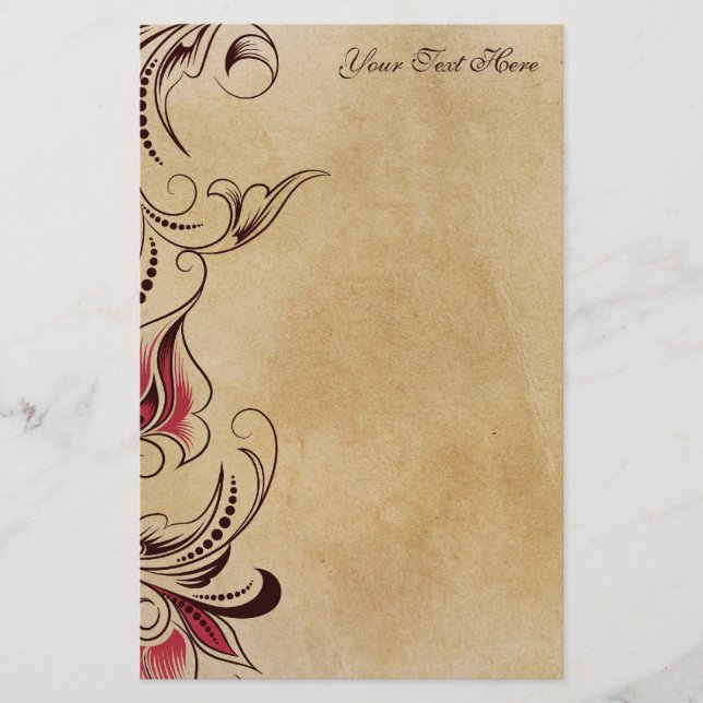 Elegant Classic Vintage Floral Stationary Stationery (Front)