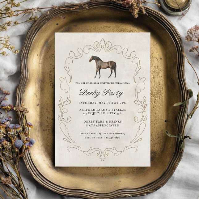 Elegant Classic Vintage Horse Race Derby Party Invitation (Creator Uploaded)