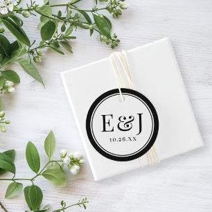 Elegant Classic Vintage Type Black Border Wedding Favour Tags