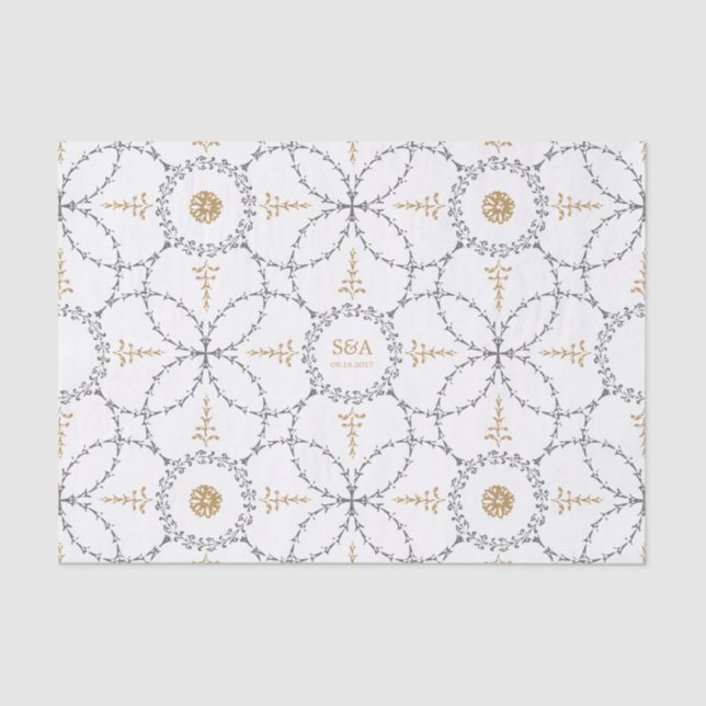 Elegant classic vintage wedding monogram tissue paper (Front)