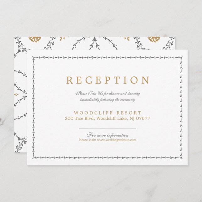 Elegant classic vintage wedding reception card (Front/Back)