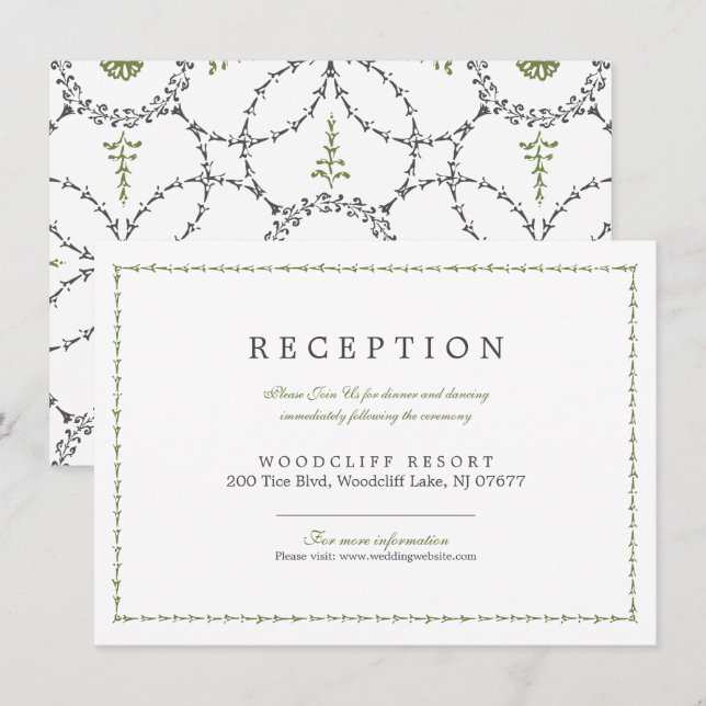 Elegant classic vintage wedding reception card (Front/Back)