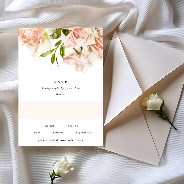 Elegant Classic Watercolor Florals Wedding RSVP Card (Creator Uploaded)