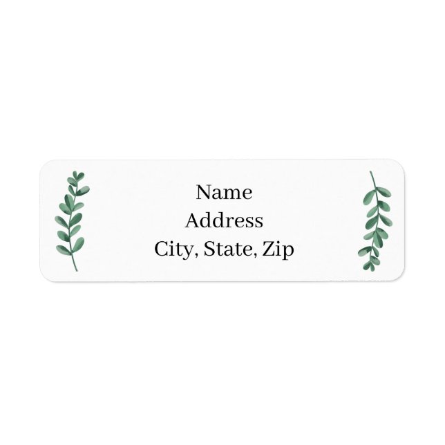 Elegant Classic Watercolor Green Leaves Address (Front)
