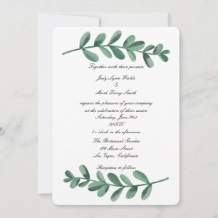 Elegant Classic Watercolor Green Leaves Invitation