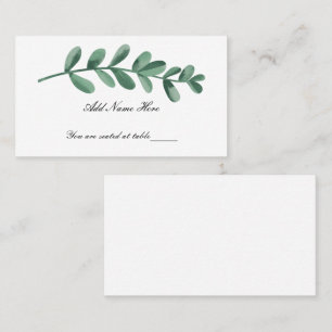 Elegant Classic Watercolor Green Leaves Table Place Card