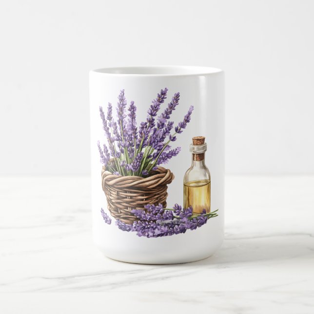Elegant & Classic: Watercolor Lavender Basket Coffee Mug (Center)