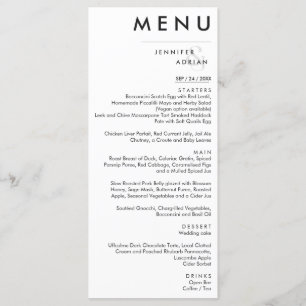 Elegant Classic Wedding Menu