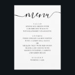 Elegant Classic Wedding | Minimalist Modern Script Menu<br><div class="desc">This elegant wedding menu card features a flowing script “menu” header paired with refined serif typography for the meal details. The clean layout and timeless design create a sophisticated look that works beautifully for classic, modern, and formal wedding receptions. A perfect finishing detail for thoughtfully styled tables, adding both visual...</div>