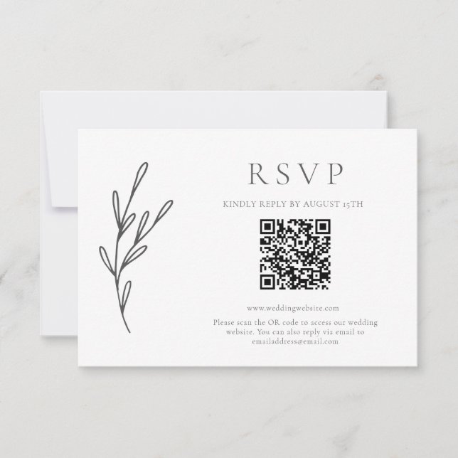 Elegant Classic Wedding Monochrome QR Code RSVP Card (Front)