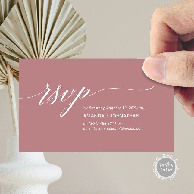 Elegant Classic Wedding, Party Invitation RSVP (Elegant Classic Wedding, Party Invitation RSVP Enclosed Card, in Dusty Rose Red Pink)