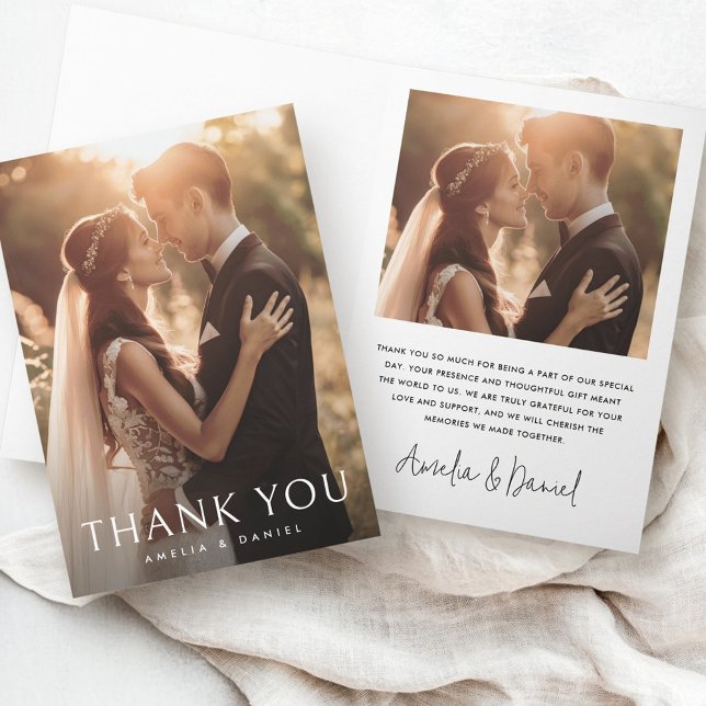 Elegant classic wedding photo folded thank you card (Elegant classic wedding photo folded thank you card)