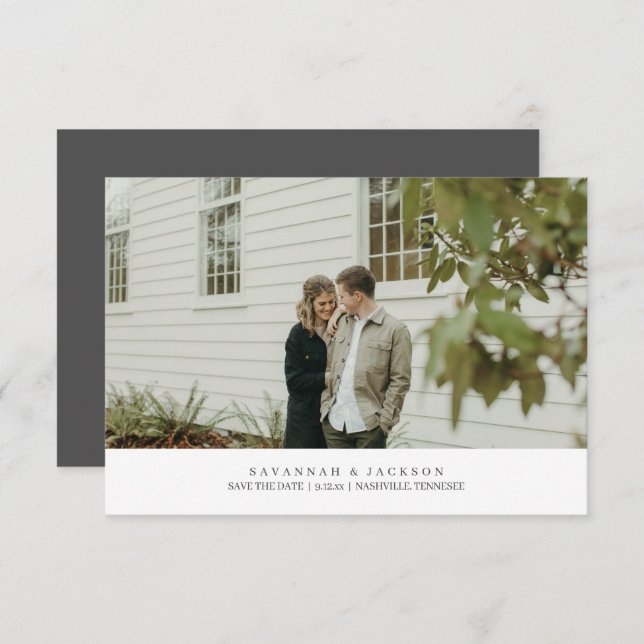 Elegant Classic Wedding Photo Save the Date Card (Front/Back)