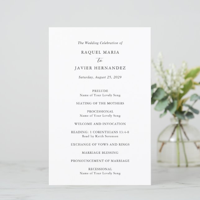 Elegant Classic Wedding Program (Standing Front)