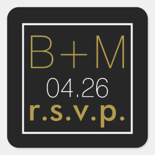 elegant classic wedding r.s.v.p. square sticker