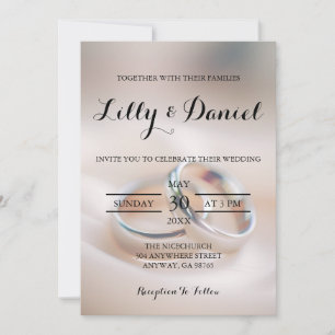 Elegant classic wedding rings invitation