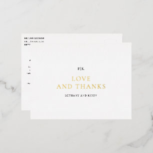 Elegant  Classic Wedding Thank You Foil Invitation Postcard