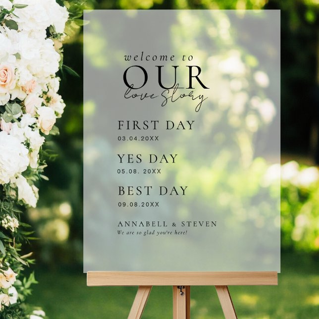 Elegant, Classic, WELCOME TO OUR LOVE STORY Acrylic Sign (Personalized, Elegant, Classic, WELCOME TO OUR LOVE STORY Acrylic Sign with your name and date.)