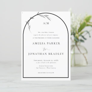 Elegant Classic White Black Formal Wedding Invi Invitation