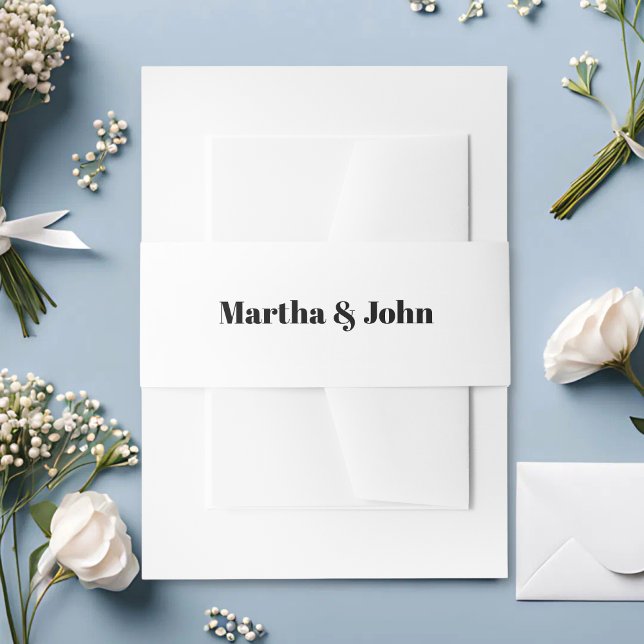 Elegant Classic White & Black Wedding Invitation Belly Band (Creator Uploaded)