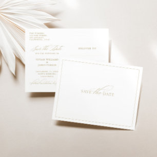 Elegant Classic White Save the Date Wedding  Postcard