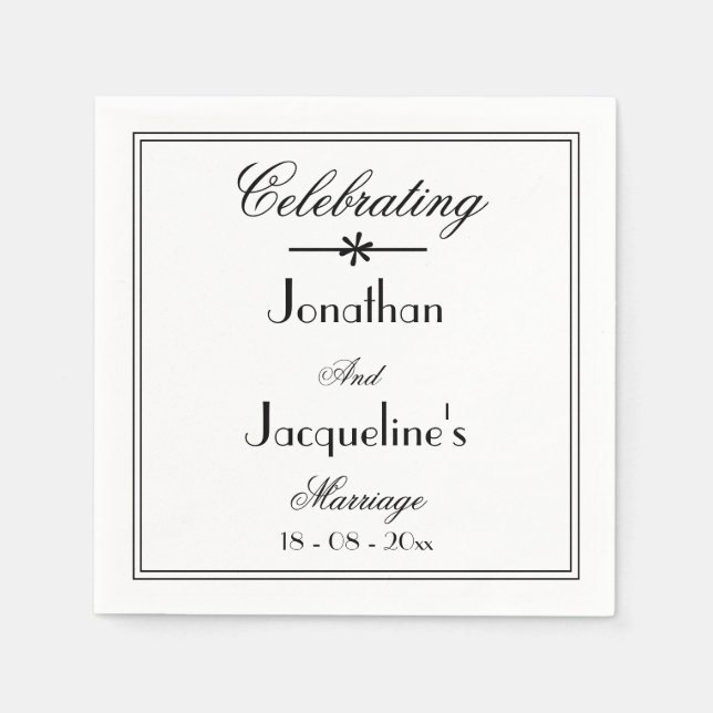 Elegant Classic White Wedding Cake Table Paper  Napkin (Front)