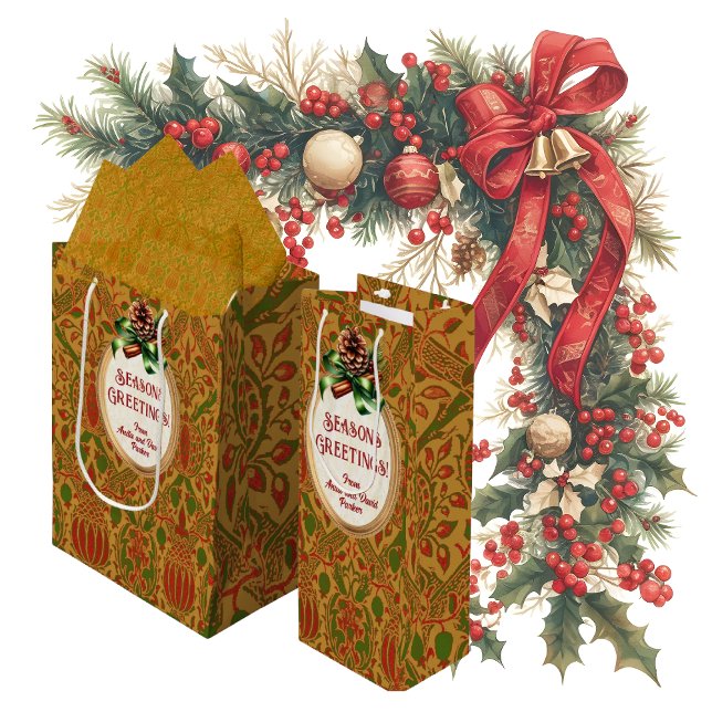 Elegant Classic William Morris Personalised Wine Gift Bag (Personalize these gift bags for easy gift giving!)