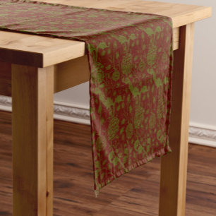Elegant Classic William Morris Red Green Short Table Runner