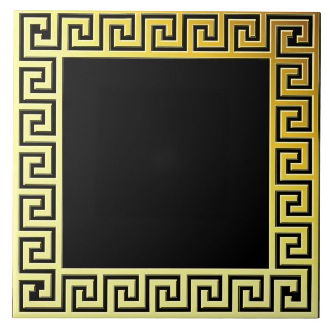Elegant classical greece traditional gold l black tile (Front)