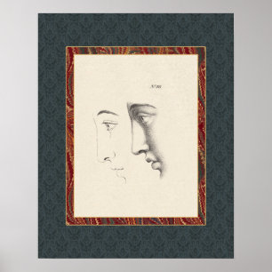 Elegant Classical Male Face in Profile Old French Poster