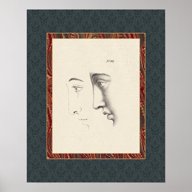 Elegant Classical Male Face in Profile Old French Poster (Front)