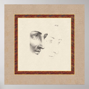 Elegant Classical Male Face in Profile Old French Poster