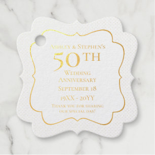 Elegant Classy 50th Wedding Anniversary Favour Tags
