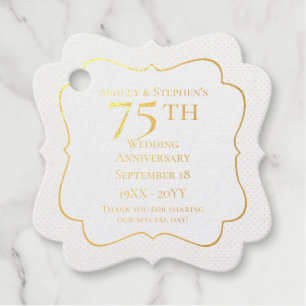 Elegant Classy 75th Wedding Anniversary Favour Tags