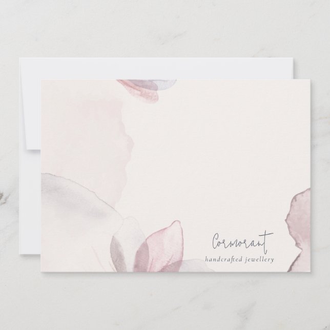 Elegant Classy Abstract Blush Watercolor Floral Card (Front)