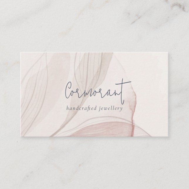 Elegant Classy Abstract Blush Watercolor Foliage Business Card (Front)