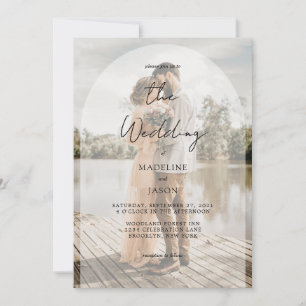 Elegant Classy Arch Script Photo Wedding Invitation