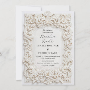 Elegant Classy Baroque Frame Nuestra Boda Wedding Invitation