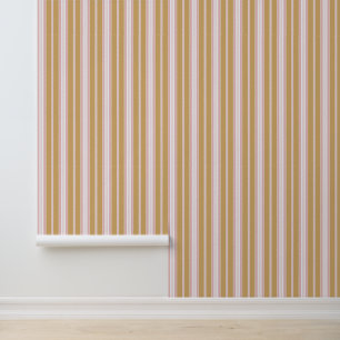 Elegant Classy Beige Brown Pink Stripes Wallpaper