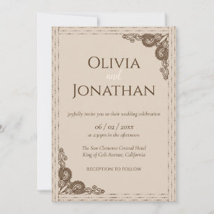 Elegant Classy Beige ornate Wedding Invitation