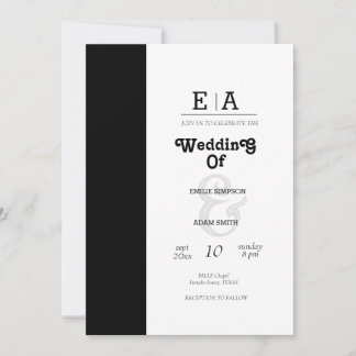 ELEGANT CLASSY  BLACK AND WHITE WEDDING  INVITATION