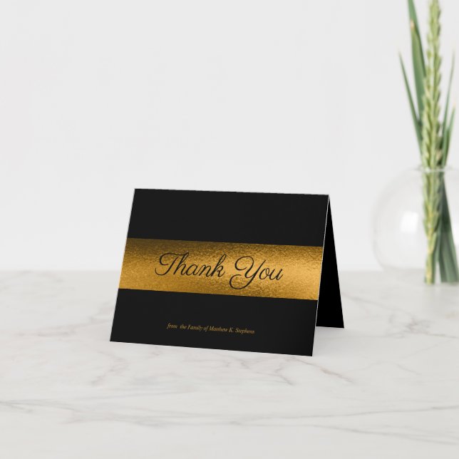 Elegant Classy Black | Gold Bereavement Thank You Card (Front)