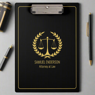 Elegant Classy Black & Gold Lawyer   Clipboard