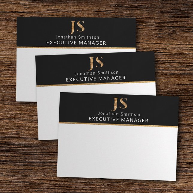  Elegant Classy Black & Gold Personalised Monogram Card (Creator Uploaded)