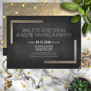 Elegant Classy Black/Gold Retirement Party Invitation
