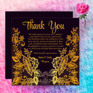 Elegant Classy Black & Gold Wedding Anniversary  Thank You Card