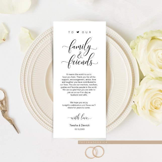 Elegant Classy Black, Place Setting Thank You Card (Elegant Classy Wedding Dinner Guest Place Setting Thank You Card or for Post Elopement Brunch.)