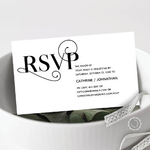 Elegant Classy, Black Script, RSVP respond Enclosure Card