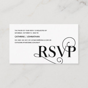 Elegant Classy, Black Script, RSVP respond Enclosure Card